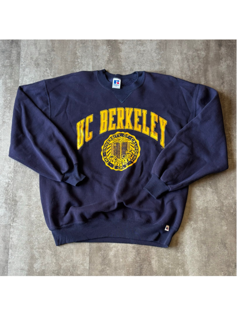 Vintage Russell Athletic UC Berkeley Collegiate Sweatshirt Mens XL Navy Blue